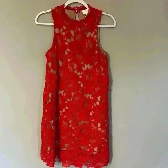 Entro Anthropologie red lace dress size small NWT - Picture 1 of 7